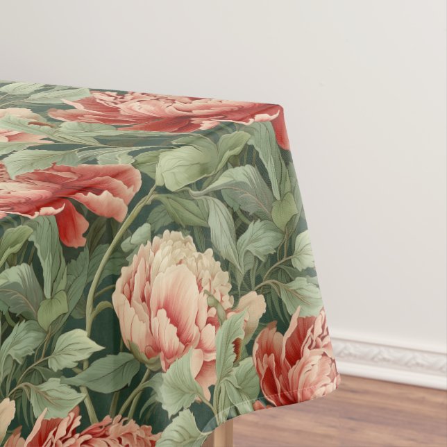 Vintages Peony Pattern Sage Green & Rose Tableclou Tischdecke (Beispiel)