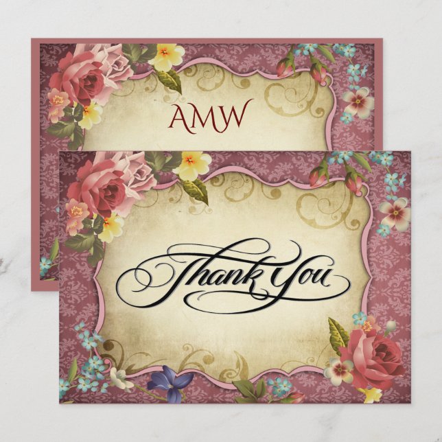 Vintages Pergament Druck Vielen Dank Einladung (Vorne/Hinten)