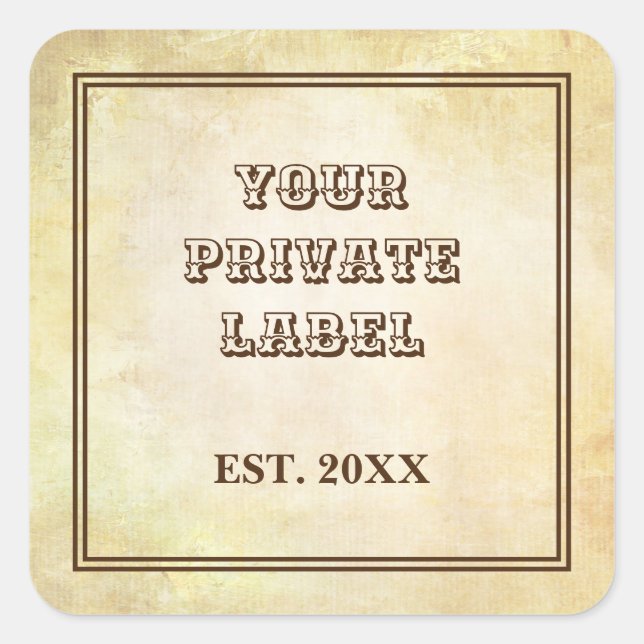 Vintages Pergament - Ihr privates Label Quadratischer Aufkleber (Vorderseite)