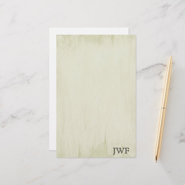 Vintages Pergament Look Grunge Textur Monogramm Briefpapier (Vorderseite/Rückseite Beispiel)