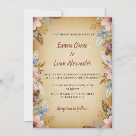 Vintages Pergament und Einladung zur Hochzeit mit