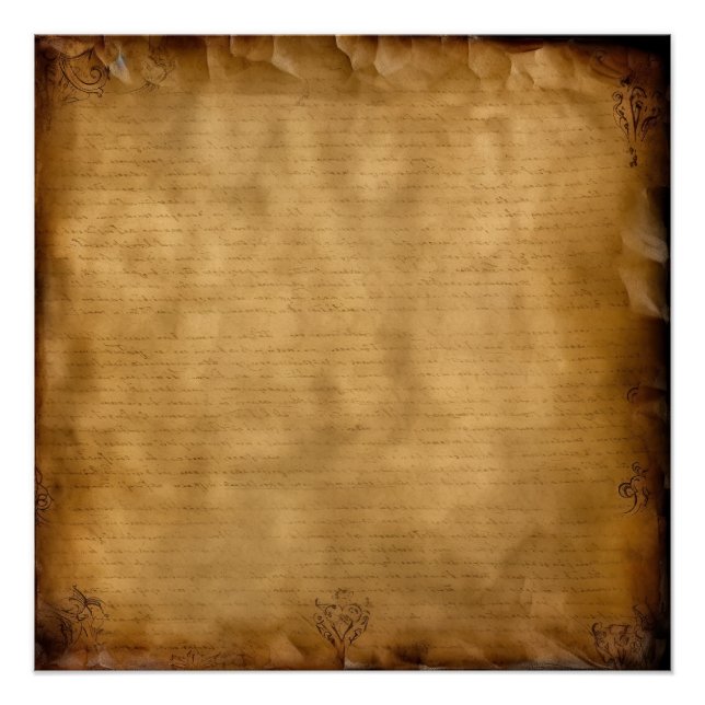 Vintages Pergament Vorgeschichte Papier kundenspez Poster (Vorderseite)