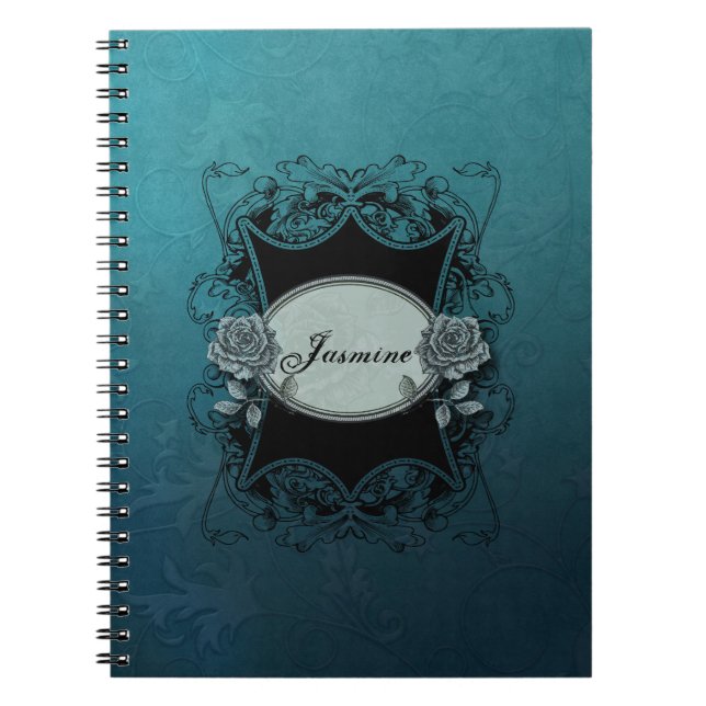 Vintages Personalisiertes Blau Notizblock (Vorderseite)