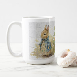 Vintages Peter Kaninchen mit Blume Kaffee Tasse