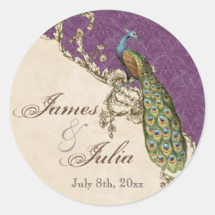 Vintages Pfau & Etchings Hochzeitssemble Siegel Runder Aufkleber