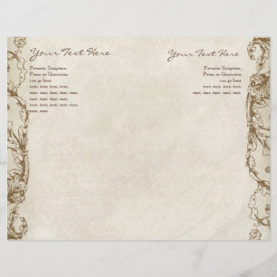 Vintages Pfau- und Etching-Hochzeitsprogramm Räume