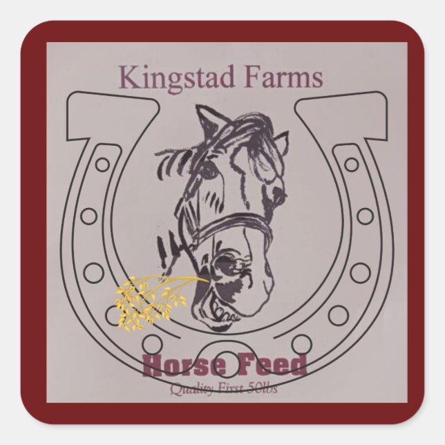 Vintages Pferd gefüttert Mohn Quadratischer Aufkleber (Vorderseite)