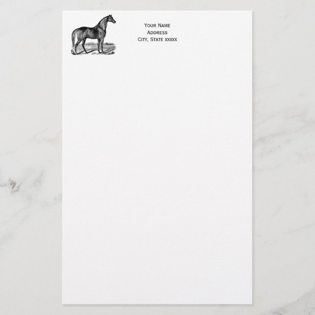 Vintages Pferd Stehend Briefpapier (Vorderseite)