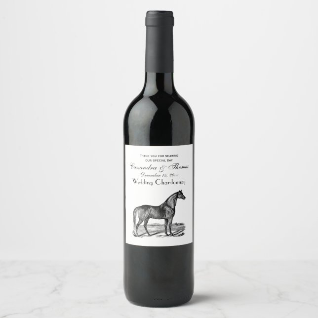 Vintages Pferd Stehend Weinetikett (Vorderseite)