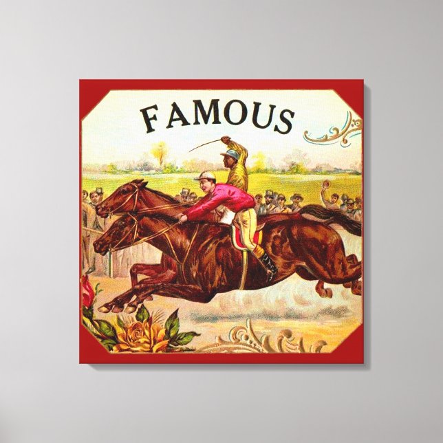 Vintages Pferderennen Leinwanddruck (Vorderseite)
