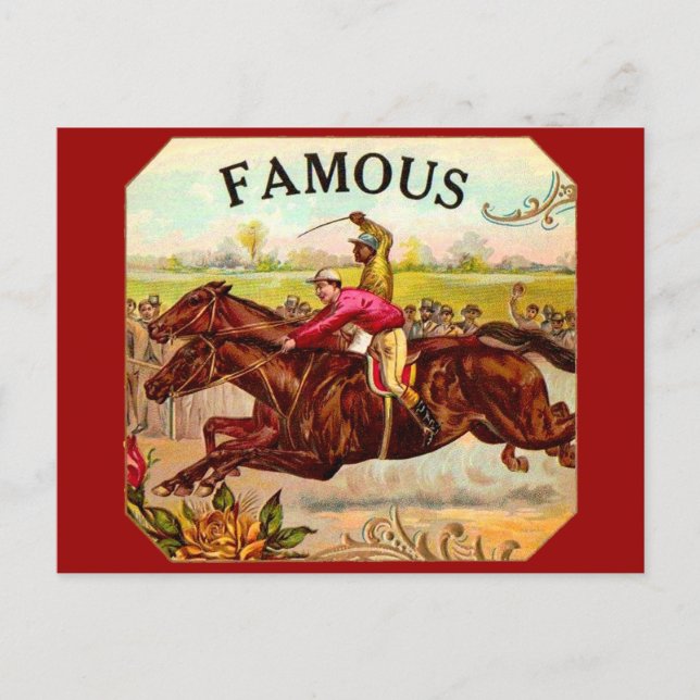 Vintages Pferderennen Postkarte (Vorderseite)