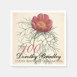 Vintages Pfingstrosen-100. Serviette