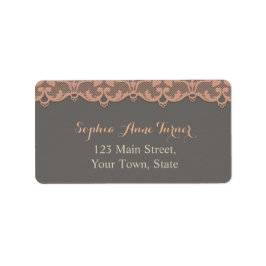 Vintages Pfirsichgraue Spitze Custom Monogram Adressaufkleber