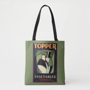 Vintages pflanzliches Topper Label, Art Deco Roman Tasche