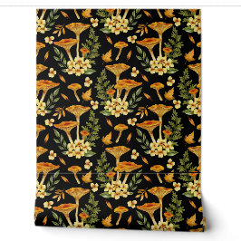 Vintages Pilz- und Blume-Wallpaper - Retro Botani Tapete
