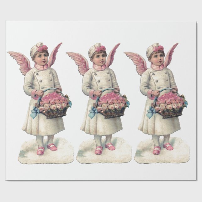 VINTAGES PINK ANGELS WRAPPPAPIER GESCHENKPAPIER (Flach)