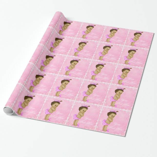 Vintages Pink Baby Girl Wrapping Paper Geschenkpapier (Ungerollt)