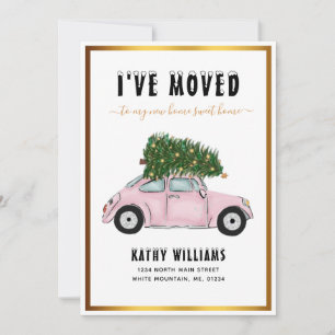 Vintages Pink Car Weihnachtsbaum Bewegung Ankündigung