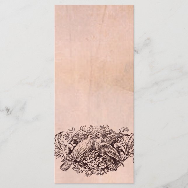 Vintages Pink Lovebirds-Hochzeitsprogramm Programm (Vorderseite)