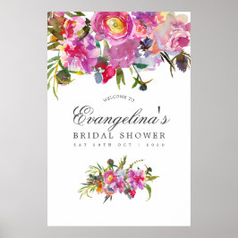 Vintages Pink Peonies Brautparty Willkommen Poster