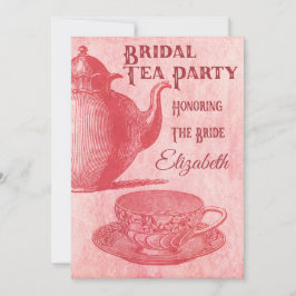 Vintages Pink Tee Party Brautparty Einladung