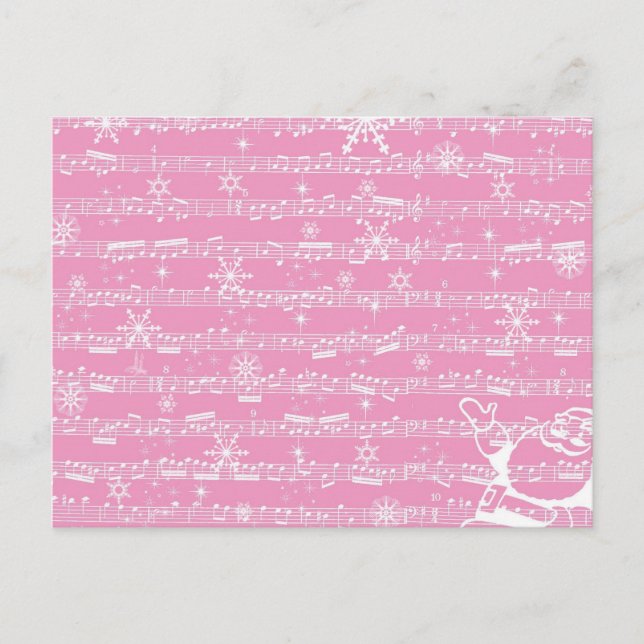 Vintages Pink Weihnachtsblatt Feiertagspostkarte (Vorderseite)