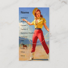 Vintages Pinup Cowgirl und Pferd Visitenkarte