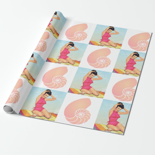 Vintages Pinup-Mädchen-und Geschenkpapier (Ungerollt)