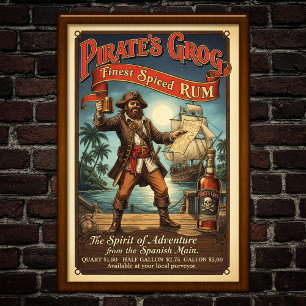 Vintages Pirate-Gewürz-Rum-Werbeplakat Poster