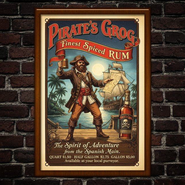 Vintages Pirate-Gewürz-Rum-Werbeplakat Poster (Von Creator hochgeladen)