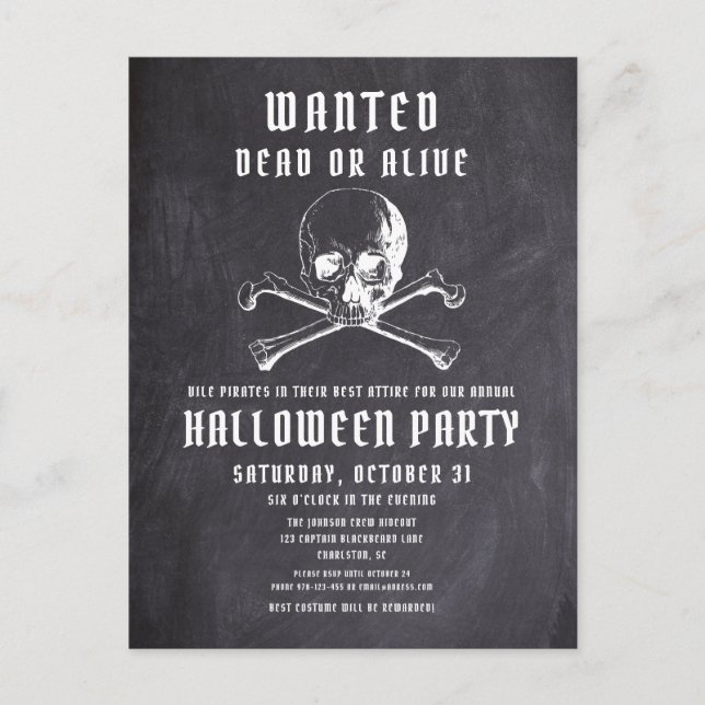 Vintages Piraten-Halloween-Party Einladungspostkarte (Vorderseite)