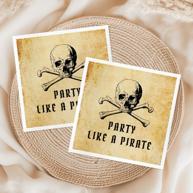 Vintages Piraten-Party Skull & Bones Halloween Serviette (Vintage Pirate Party Skull & Bones Halloween Napkins)