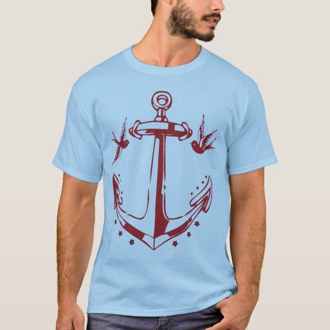 Vintages Piraten-Tätowierungs-Anker-u. T-Shirt (Vorderseite)