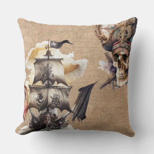 Vintages Piratenthema Kissen