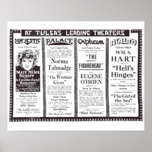 Vintages Plakat 1920 Anzeigen des stillen Films