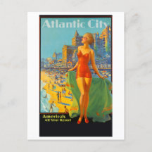 Vintages Plakat für atlantische Stadtreisen