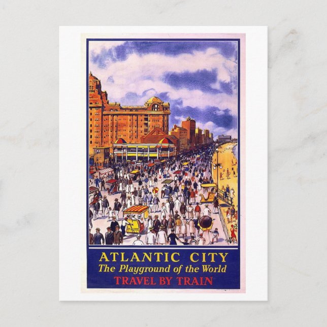 Vintages Plakat für atlantische Stadtreisen Postkarte (Vorderseite)