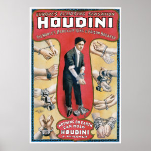 Vintages Plakat Houdini Handschellen-König-Werbung
