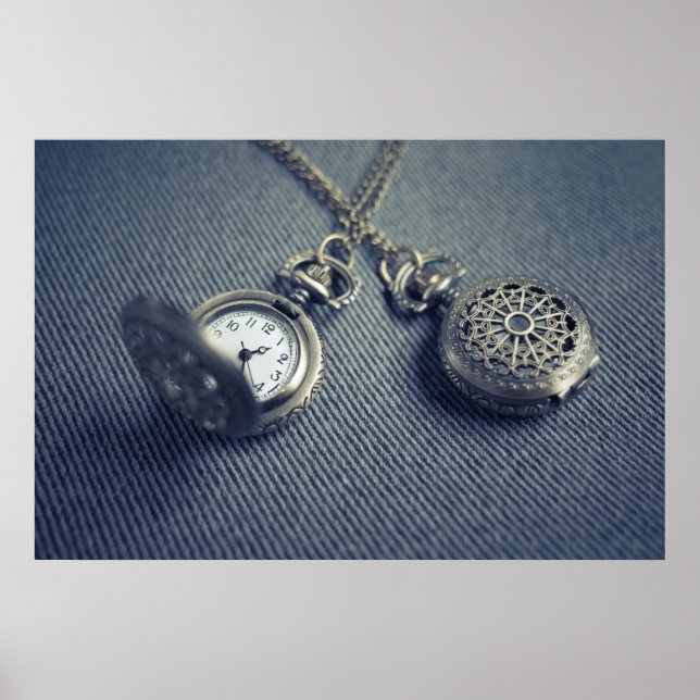 Vintages Pocket Watch Locket Steampton Foto Poster (Vorne)