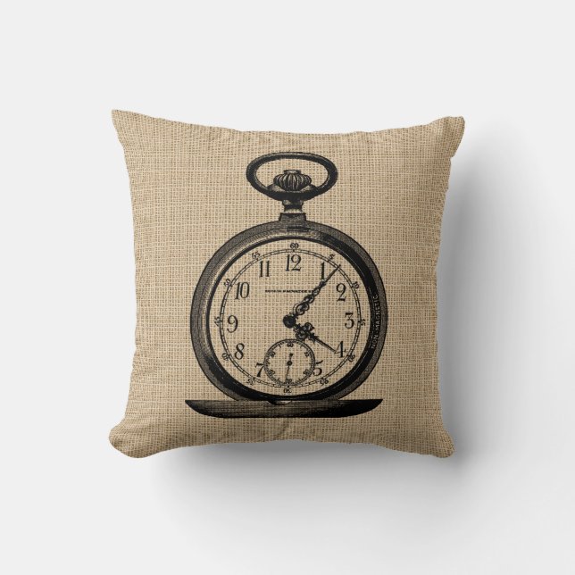 Vintages Pocket Watch Pillow Kissen (Vorderseite)