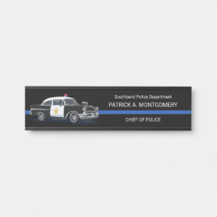 Vintages Polizeiauto Thin Blue Line Türschild