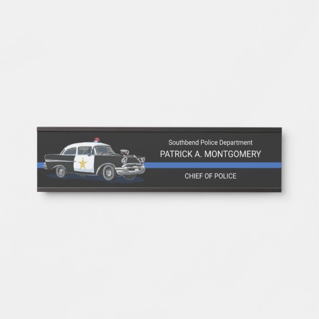 Vintages Polizeiauto Thin Blue Line Türschild (Vorderseite )