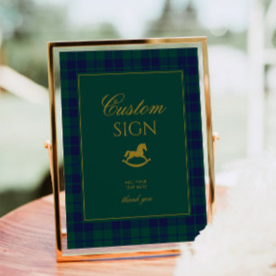 Vintages Polo Rocking Pferd Karierte grüne Gewohnh Poster