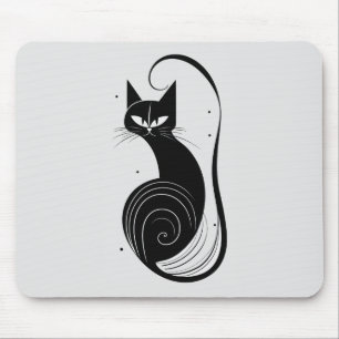 Vintages Polster für Schwarze Katze Mousepad