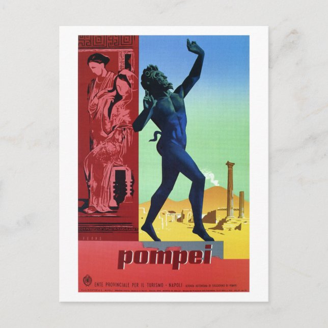 Vintages Pompeii Italienisches Reiseplakat Postkarte (Vorderseite)