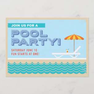 Vintages Pool-Party laden ein Einladung