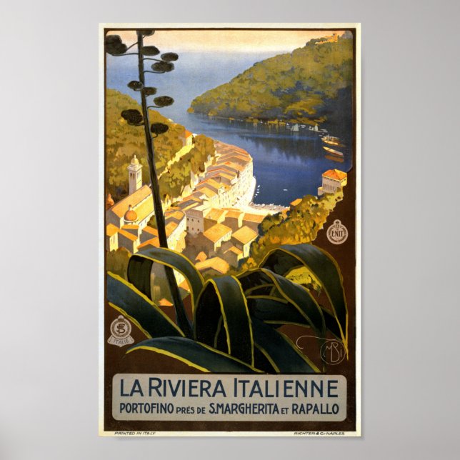 Vintages Portofino Reiseplakat Poster (Vorne)