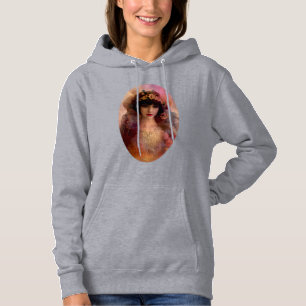 Vintages Portrait der schönen Frau in Rosa Hoodie