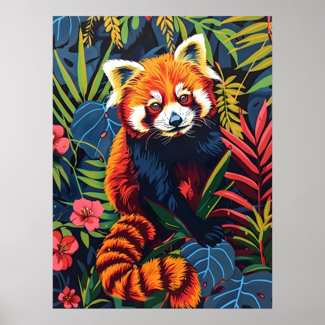 Vintages Portrait des Roten Panda Poster (Vorne)