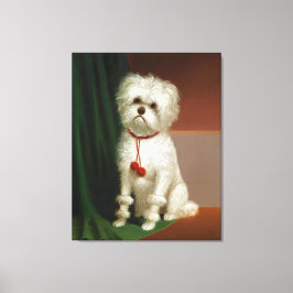 Vintages Portrait eines weißen Hundes Leinwanddruck